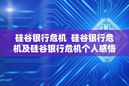 硅谷银行危机 硅谷银行危机及硅谷银行危机个人感悟